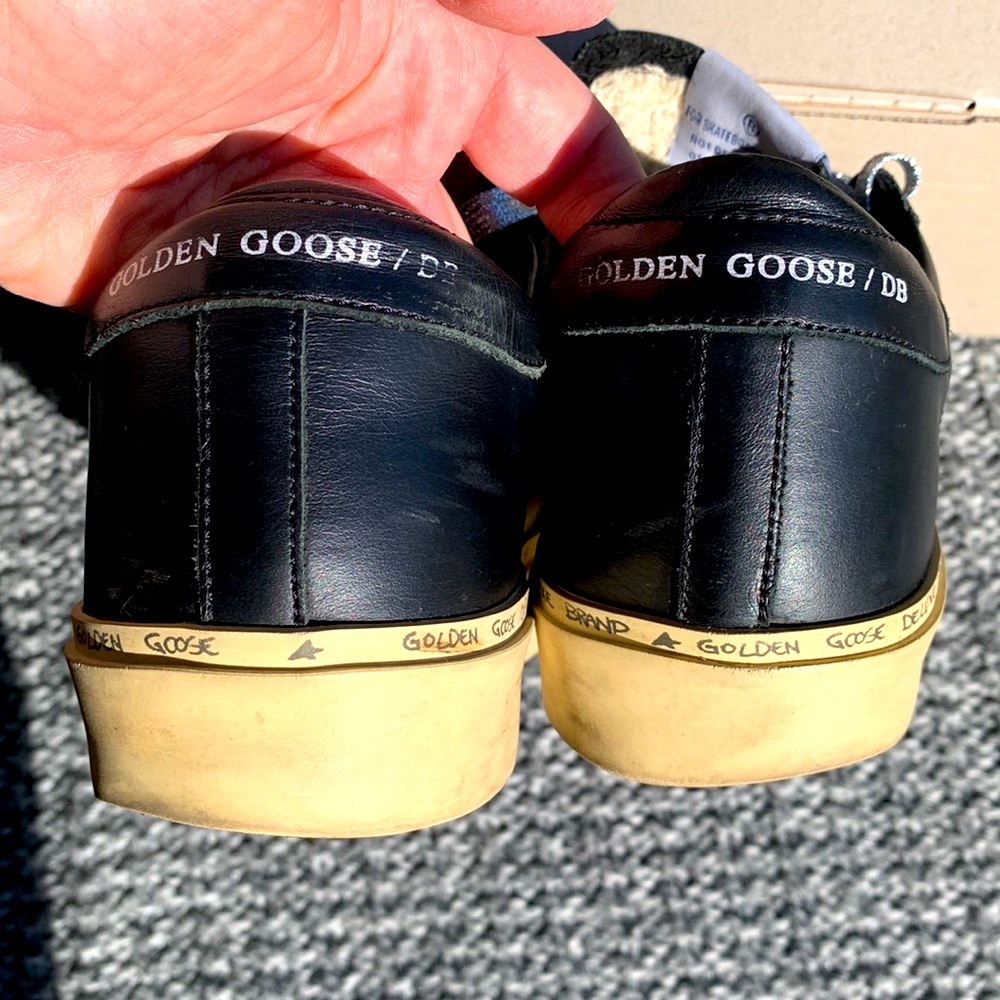 GOLDEN GOOSE HI STAR BLACK LEATHER  TRAINERS GOLD DETAIL THICK SOLE EUC SIZE 37 - Picture 15 of 16